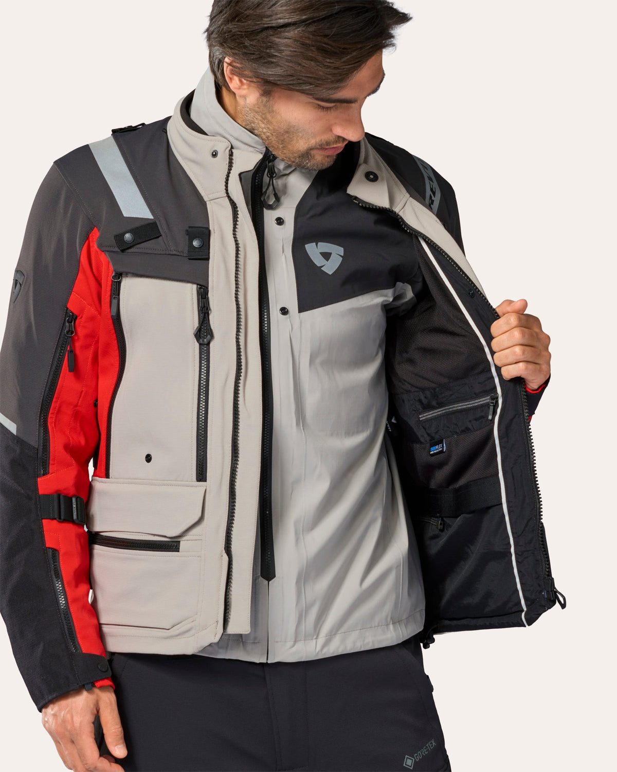 Jacket Defender 4 GTX | Anthracite-Red - Detail
